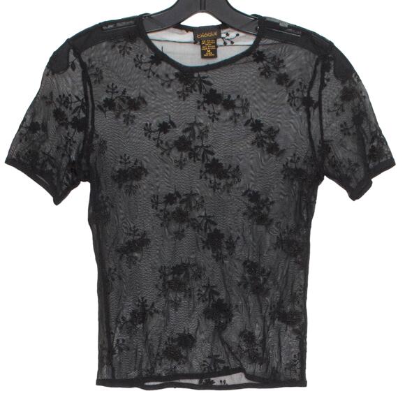 Cacique Top Sheer Whimsigoth Y2K Fairy Grunge Witchy Coquette Mesh Black Medium - Picture 1 of 5